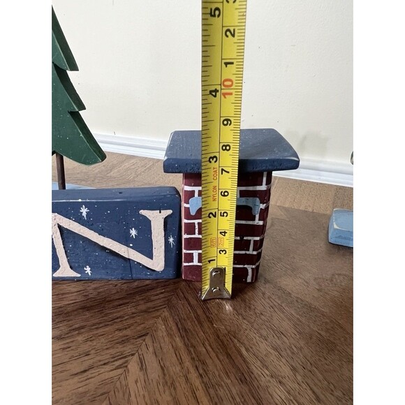 Santa Wood Sign Hand Painted/Red Clay Santa Rudolph Luminary Votive Holder VTG - Picture 8 of 16